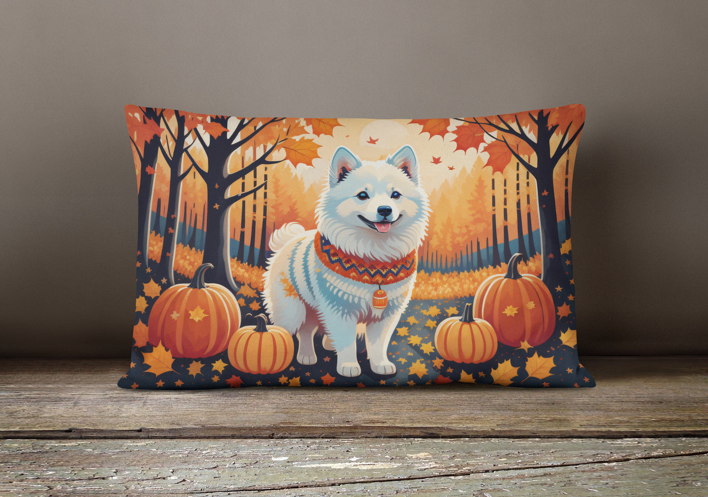 American Eskimo Fall Throw Pillow
