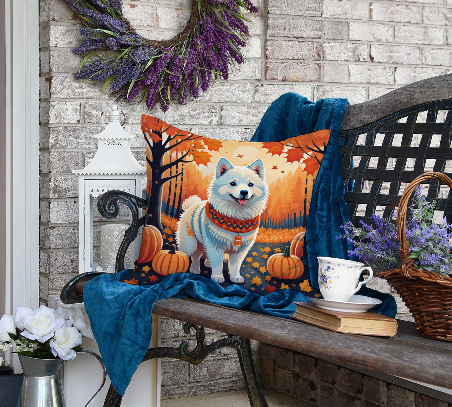 American Eskimo Fall Throw Pillow