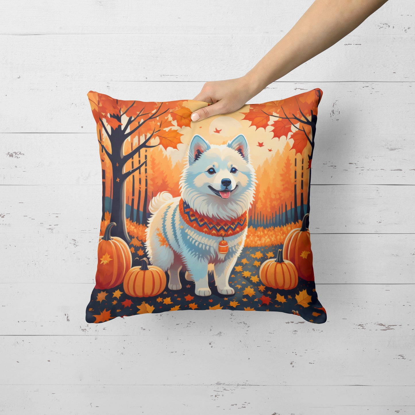 American Eskimo Fall Throw Pillow