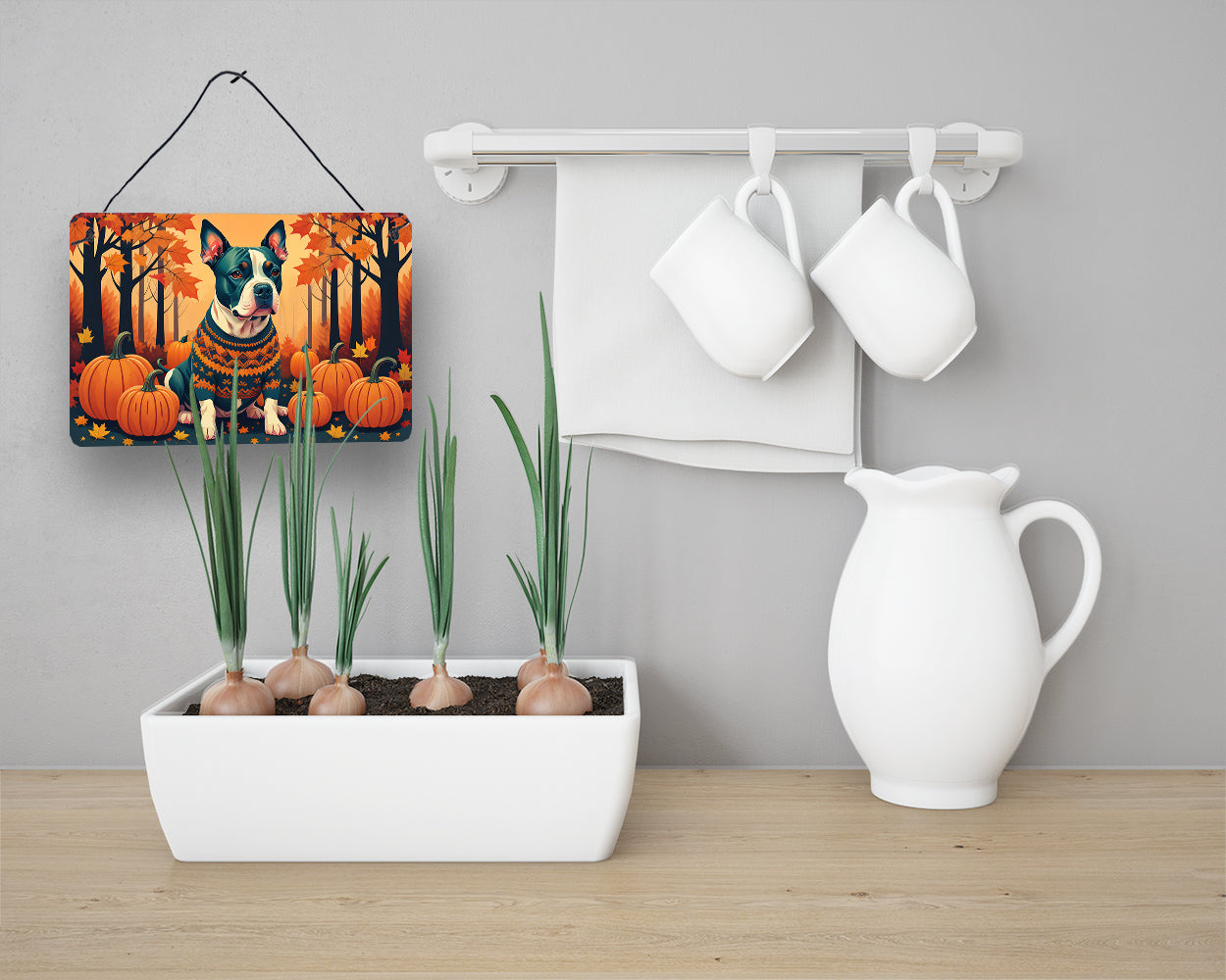 Pit Bull Terrier Fall Wall or Door Hanging Prints