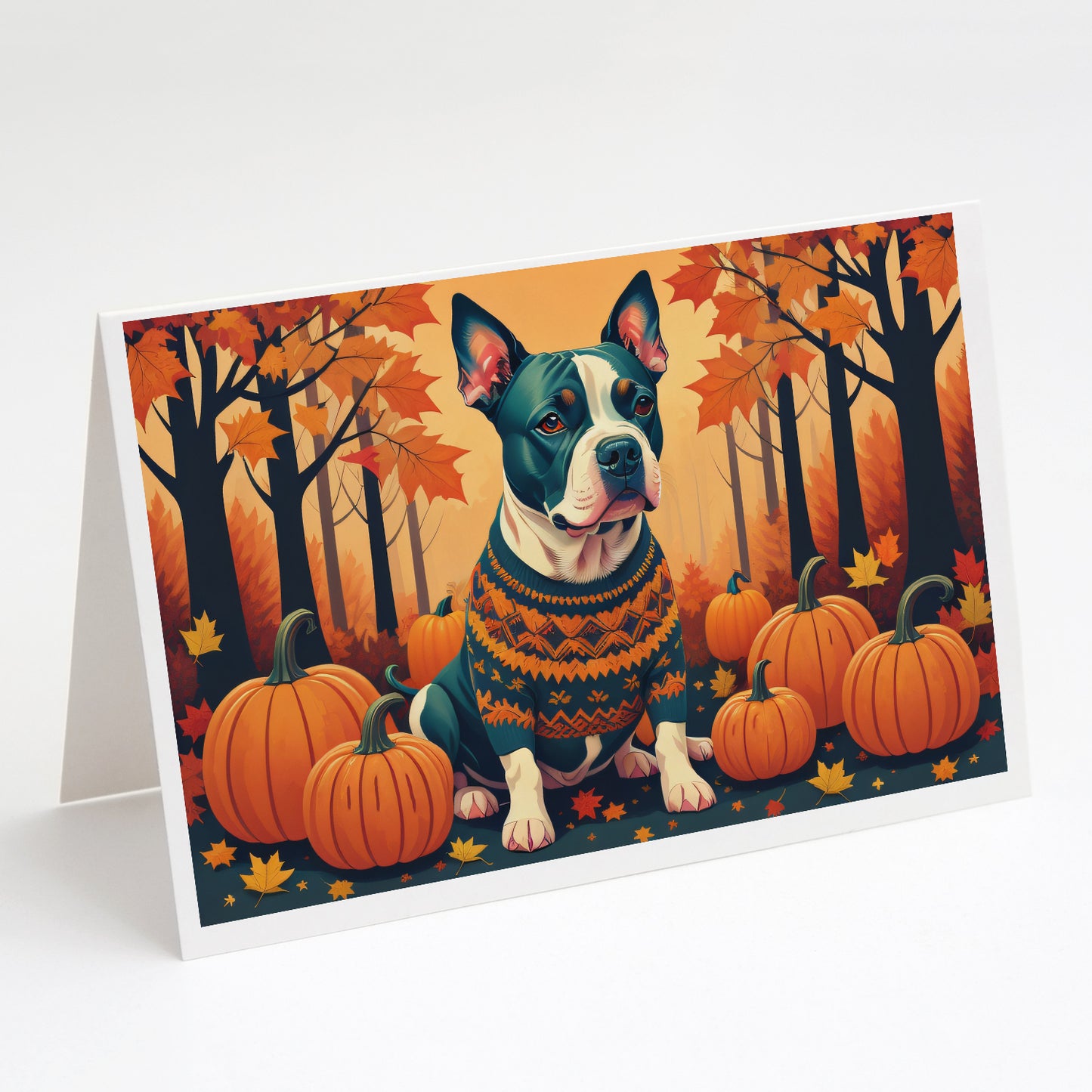 Buy this Pit Bull Terrier Fall Greeting Cards Pack of 8
