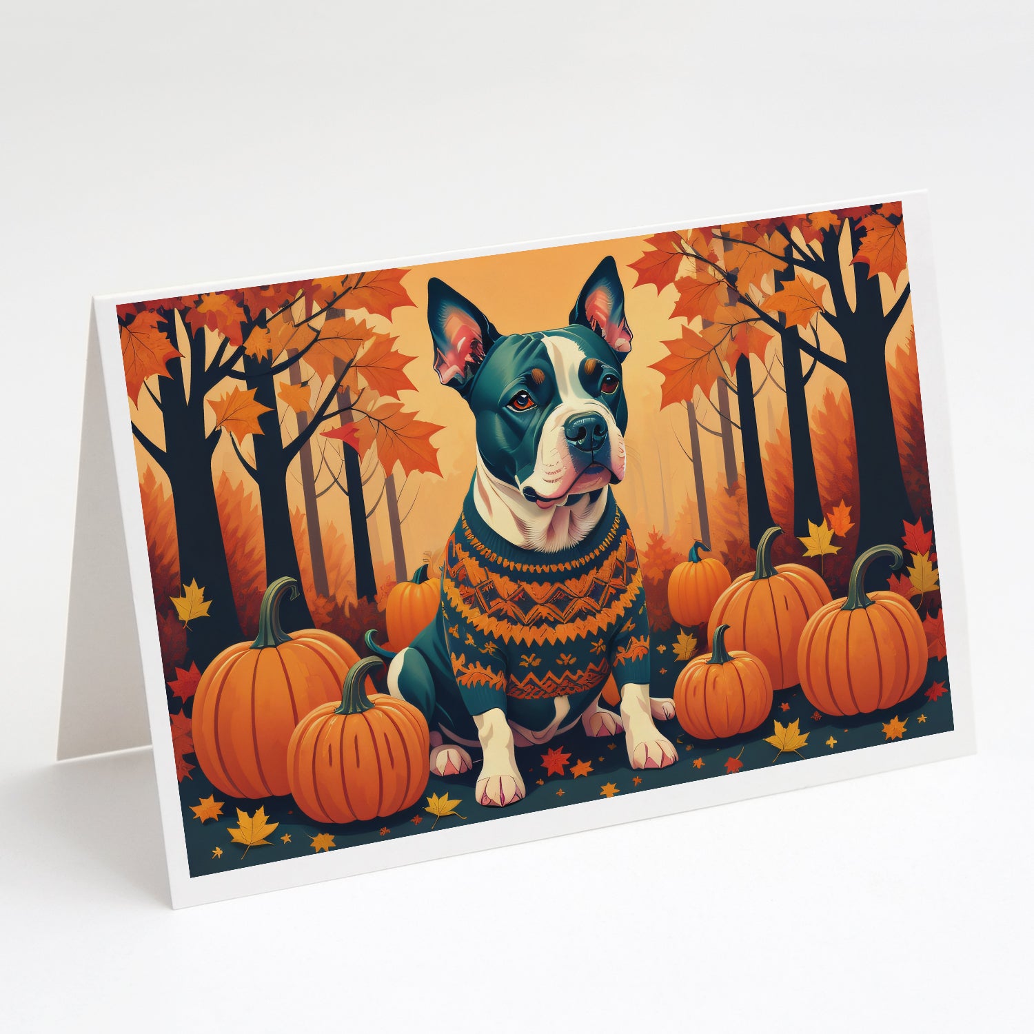 Buy this Pit Bull Terrier Fall Greeting Cards Pack of 8