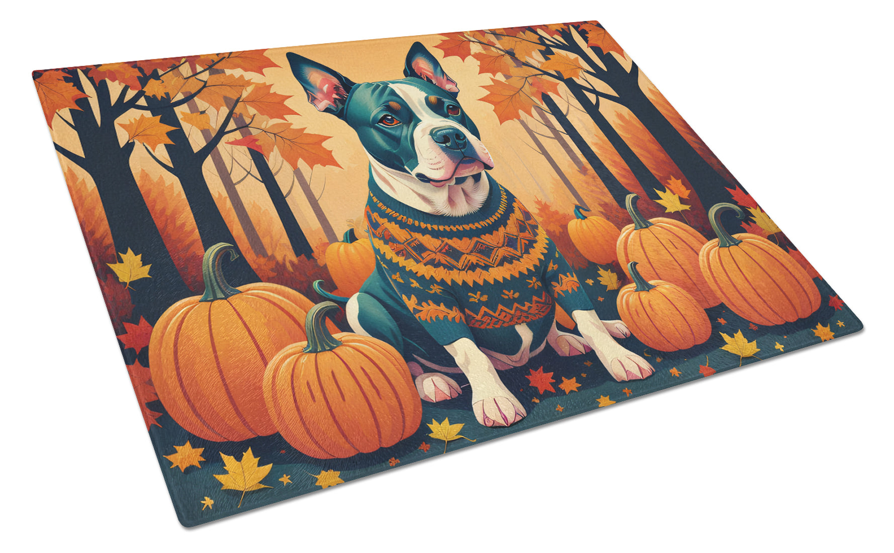 Buy this Pit Bull Terrier Fall Glass Cutting Board