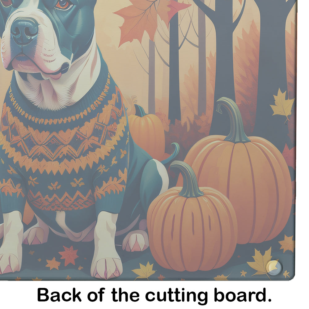 Pit Bull Terrier Fall Glass Cutting Board