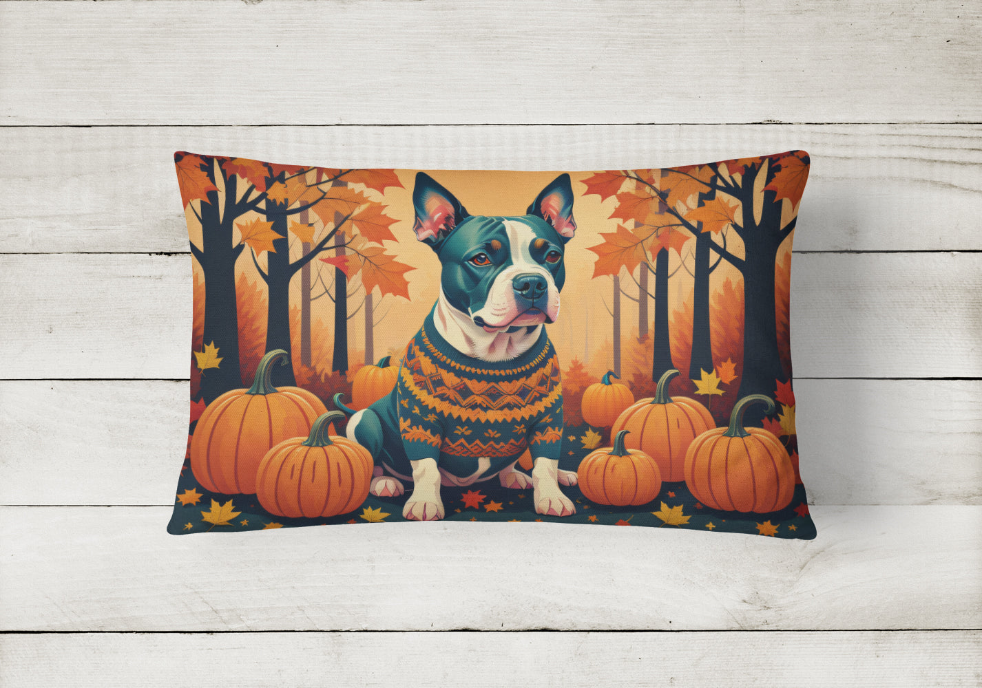 Pit Bull Terrier Fall Throw Pillow