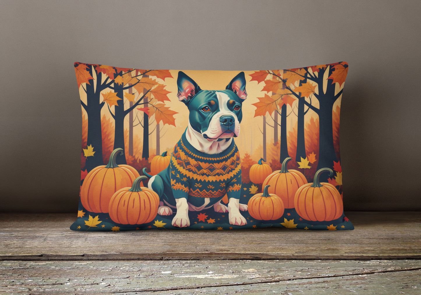 Pit Bull Terrier Fall Throw Pillow