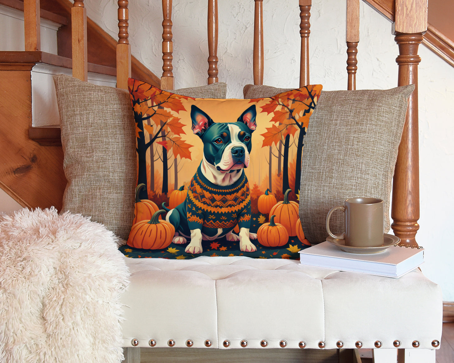 Pit Bull Terrier Fall Throw Pillow