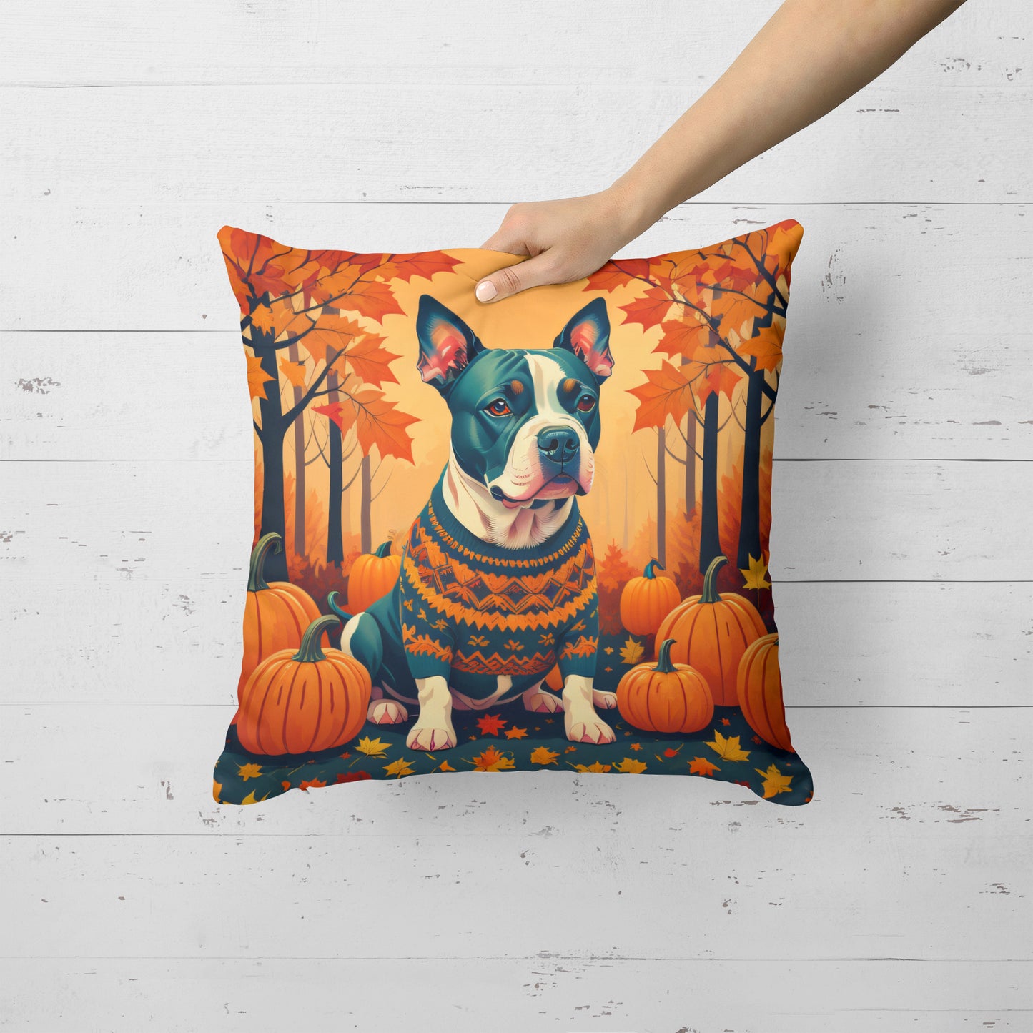 Pit Bull Terrier Fall Throw Pillow