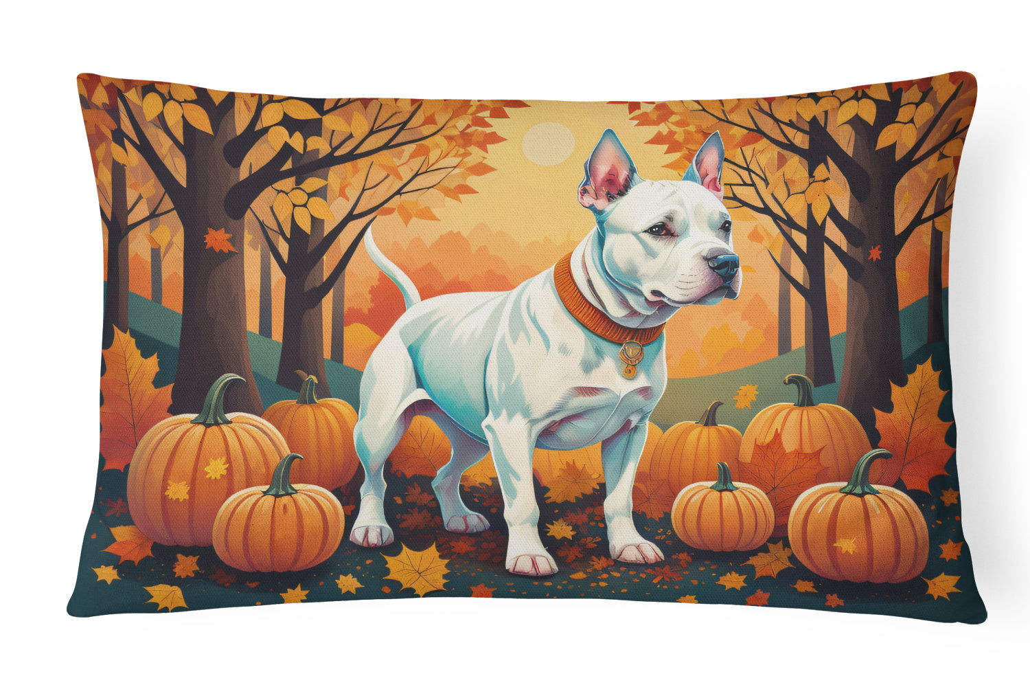 Buy this White Pit Bull Terrier Fall Throw Pillow