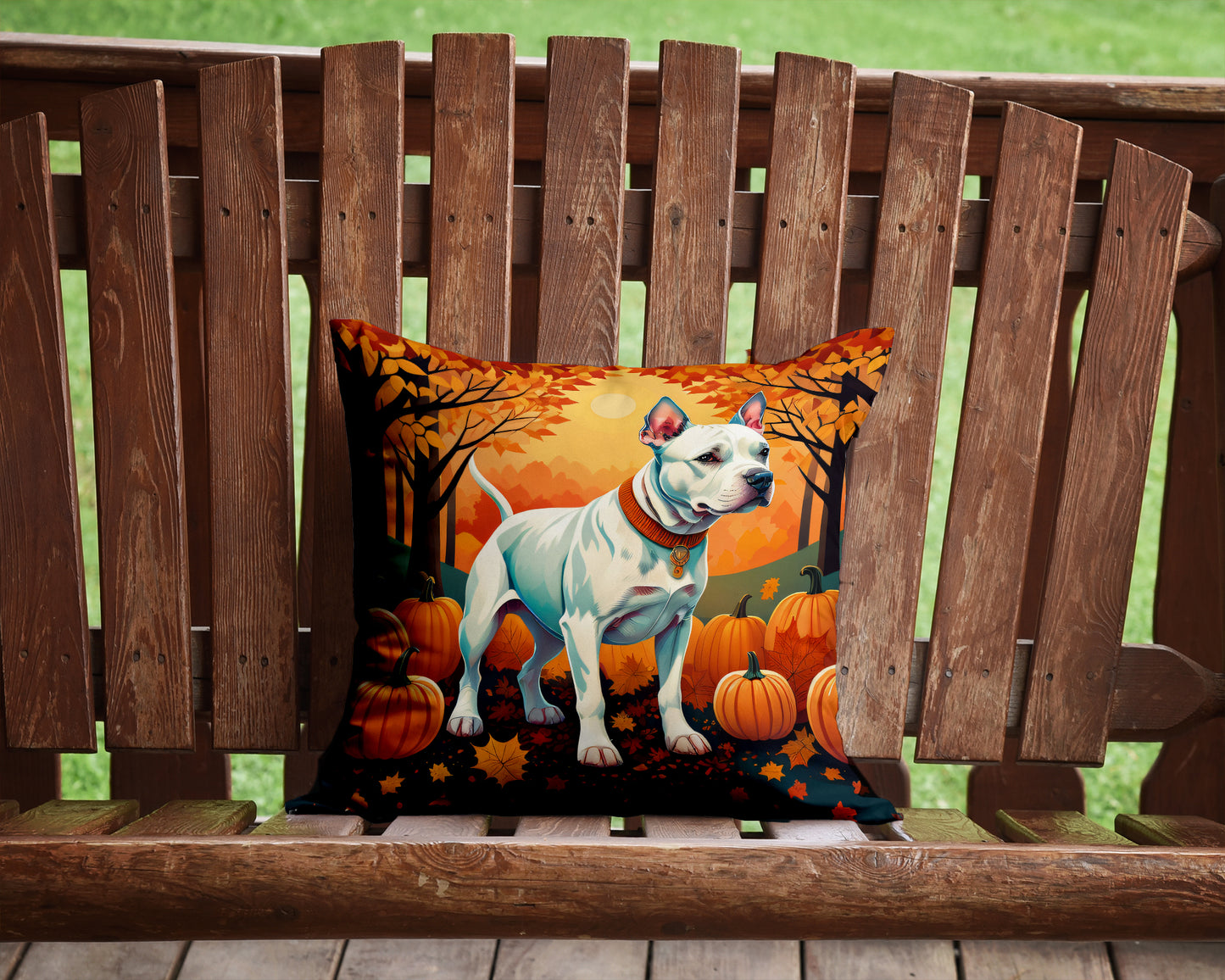 White Pit Bull Terrier Fall Throw Pillow