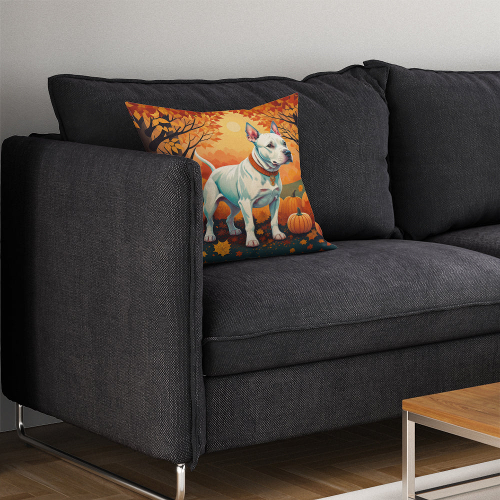 White Pit Bull Terrier Fall Throw Pillow