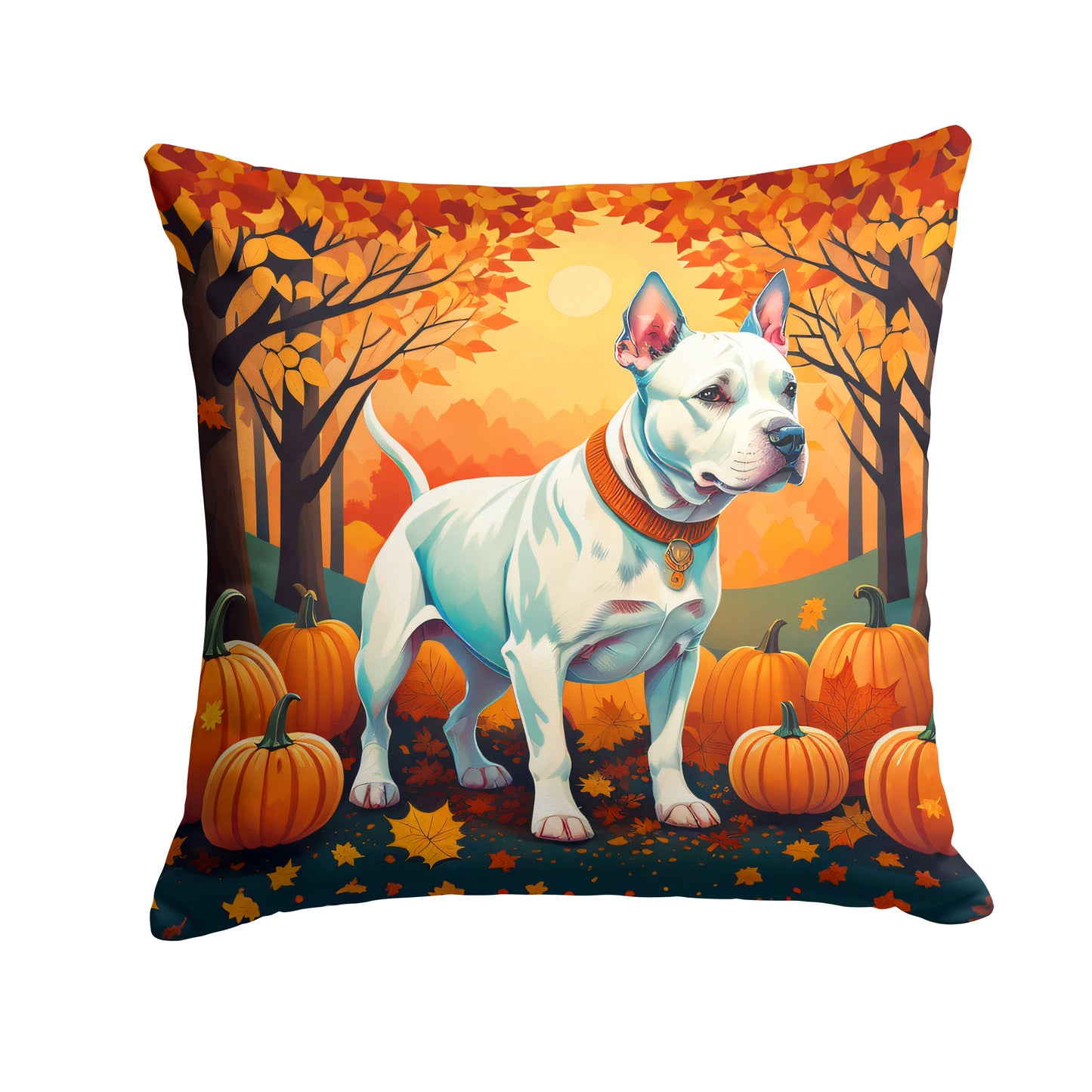 Buy this White Pit Bull Terrier Fall Throw Pillow