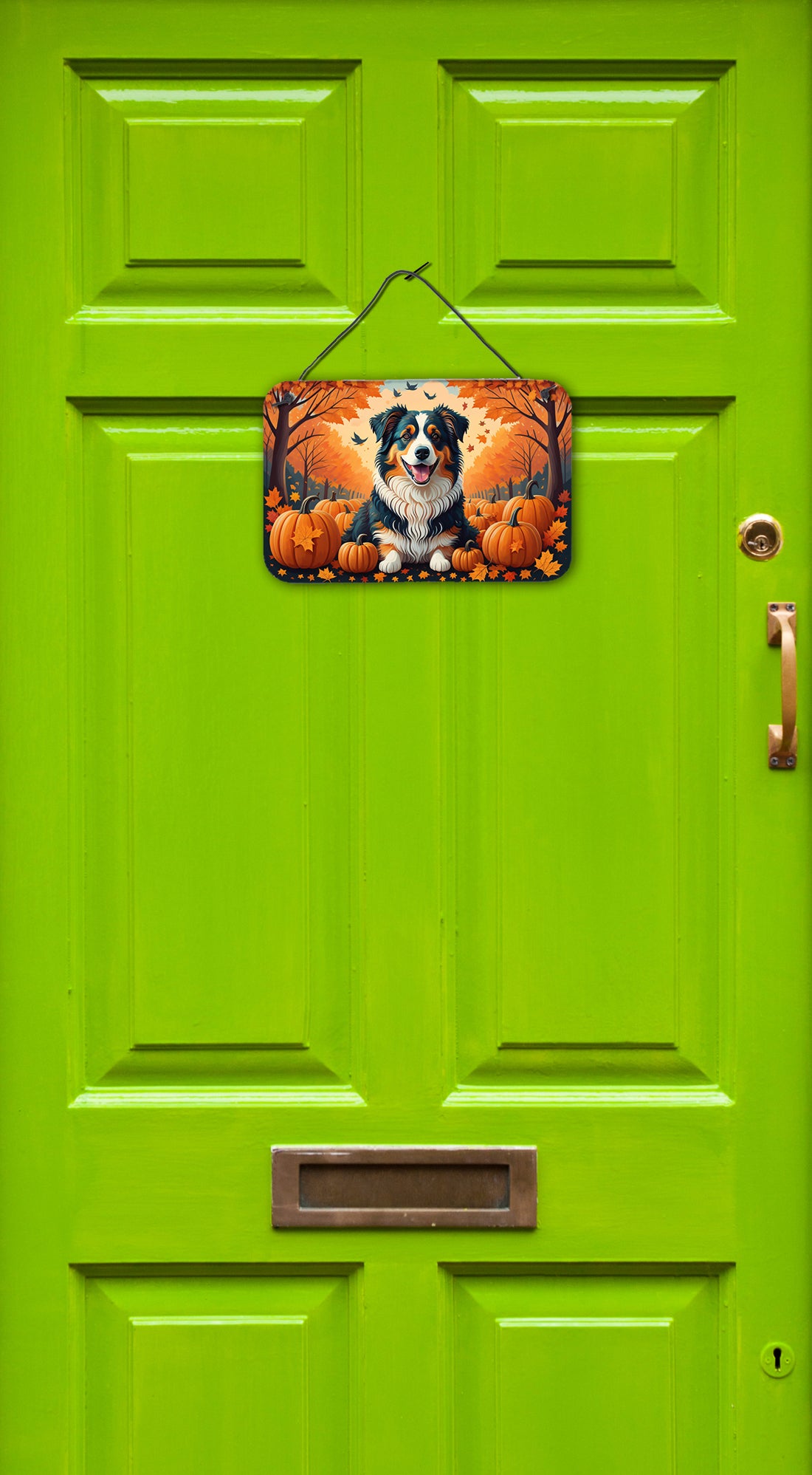 Australian Shepherd Terrier Fall Wall or Door Hanging Prints