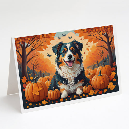 Buy this Australian Shepherd Terrier Fall Greeting Cards Pack of 8