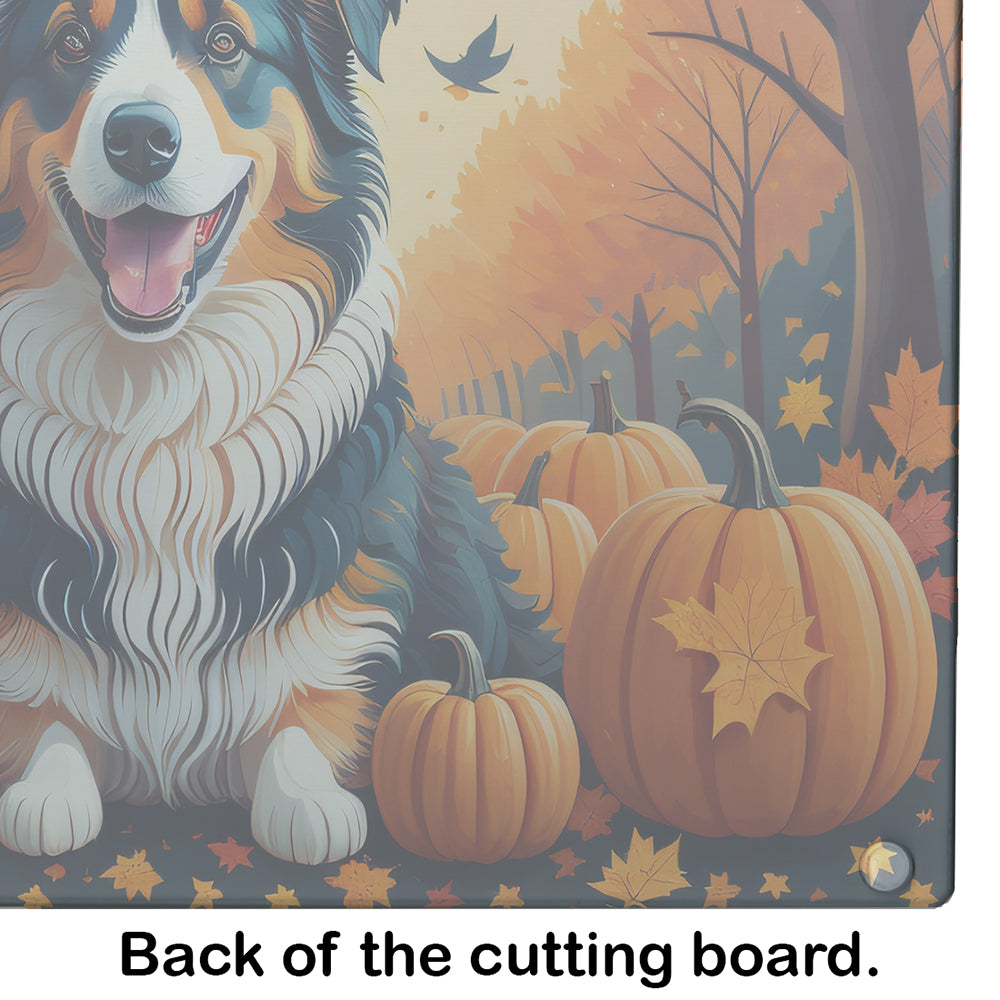 Australian Shepherd Terrier Fall Glass Cutting Board