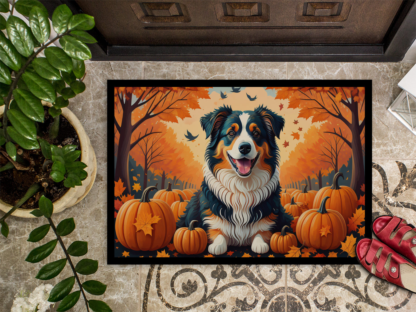 Australian Shepherd Terrier Fall Doormat