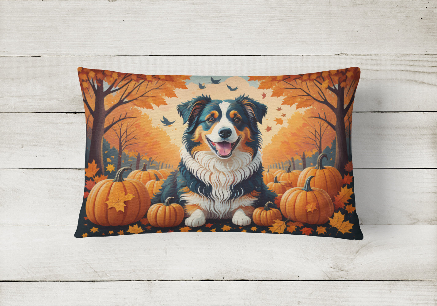 Australian Shepherd Terrier Fall Throw Pillow