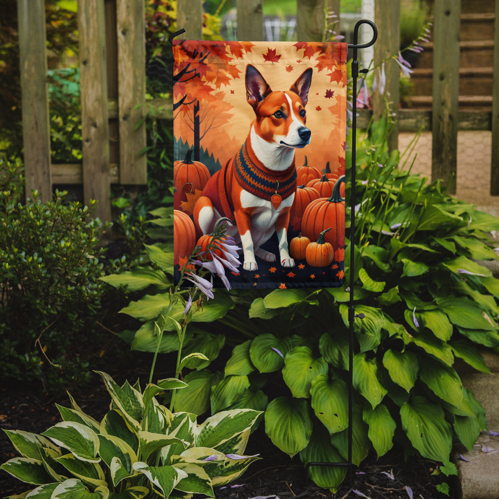 Red Basenji Fall Garden Flag