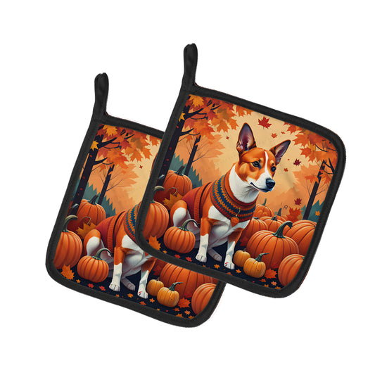 Buy this Red Basenji Fall Pair of Pot Holders