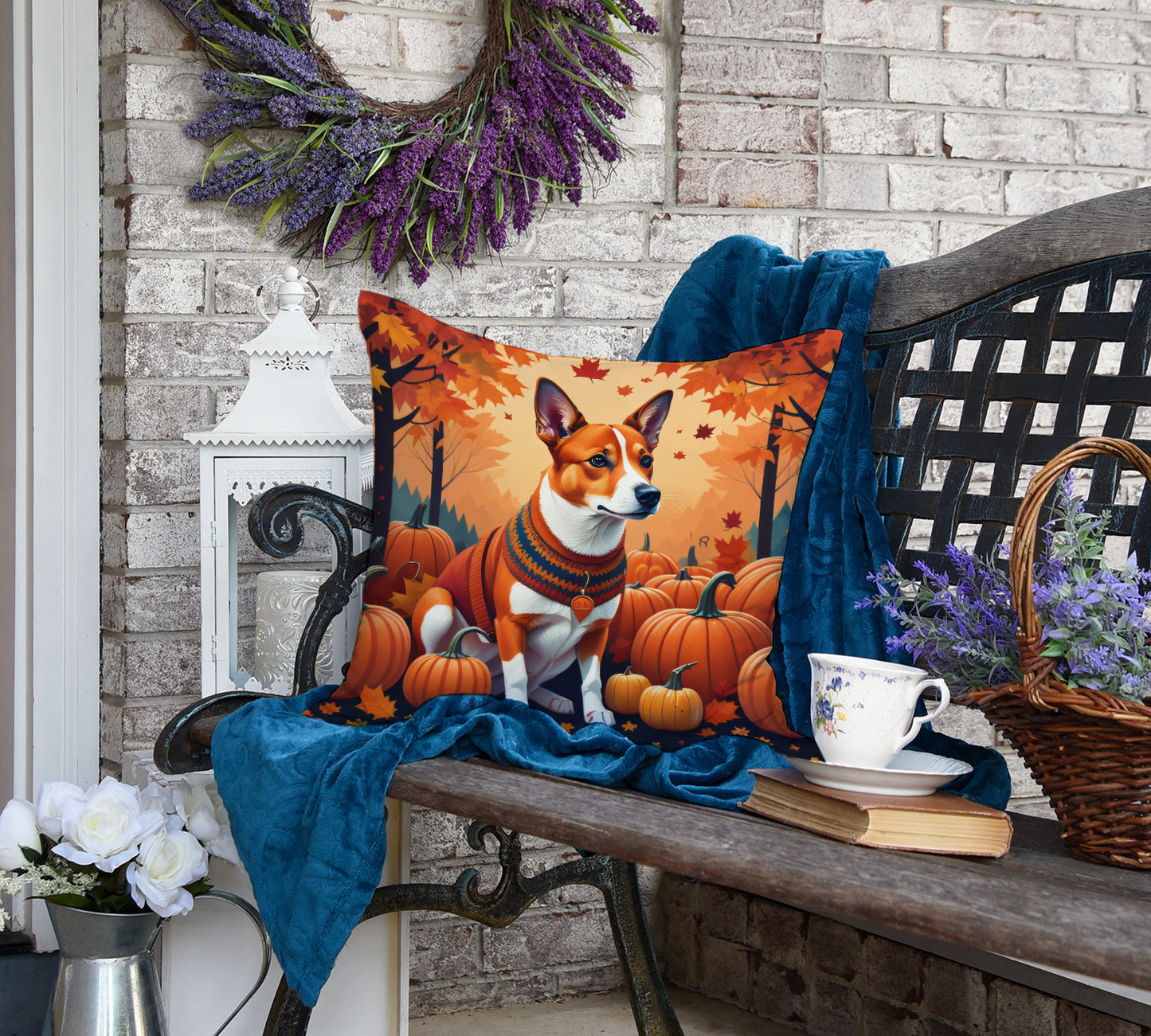 Red Basenji Fall Throw Pillow