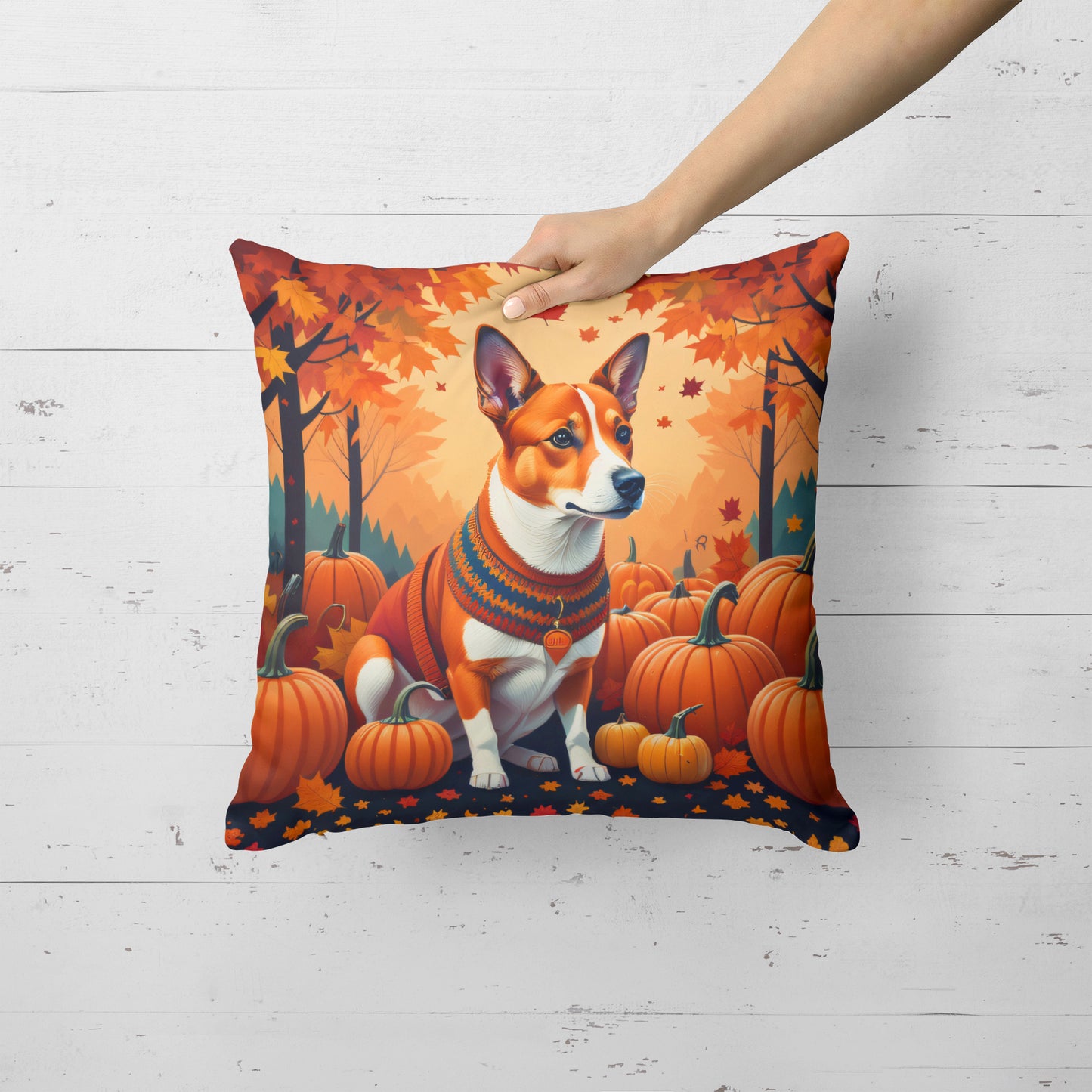 Red Basenji Fall Throw Pillow