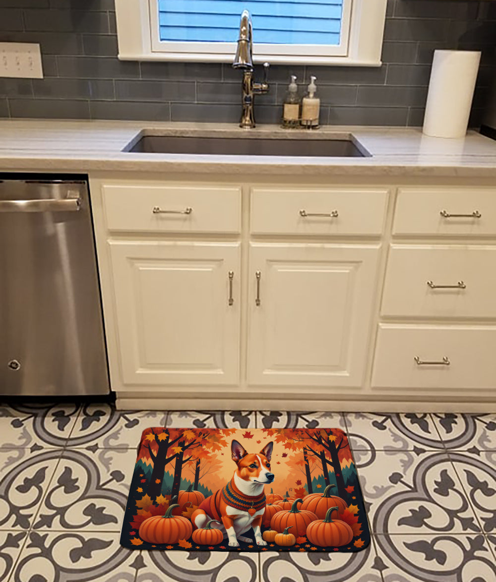 Red Basenji Fall Memory Foam Kitchen Mat