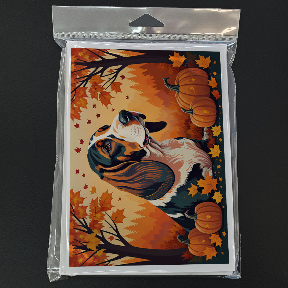 Basset Hound Fall Greeting Cards Pack of 8