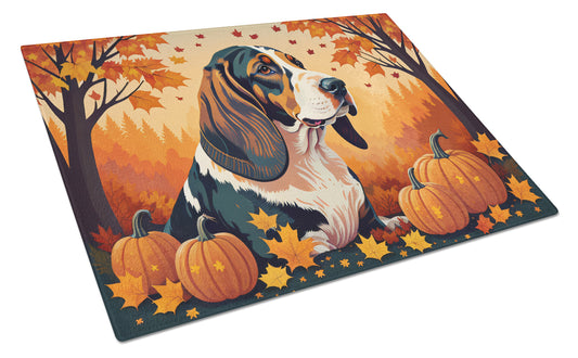 Buy this Basset Hound Fall Glass Cutting Board