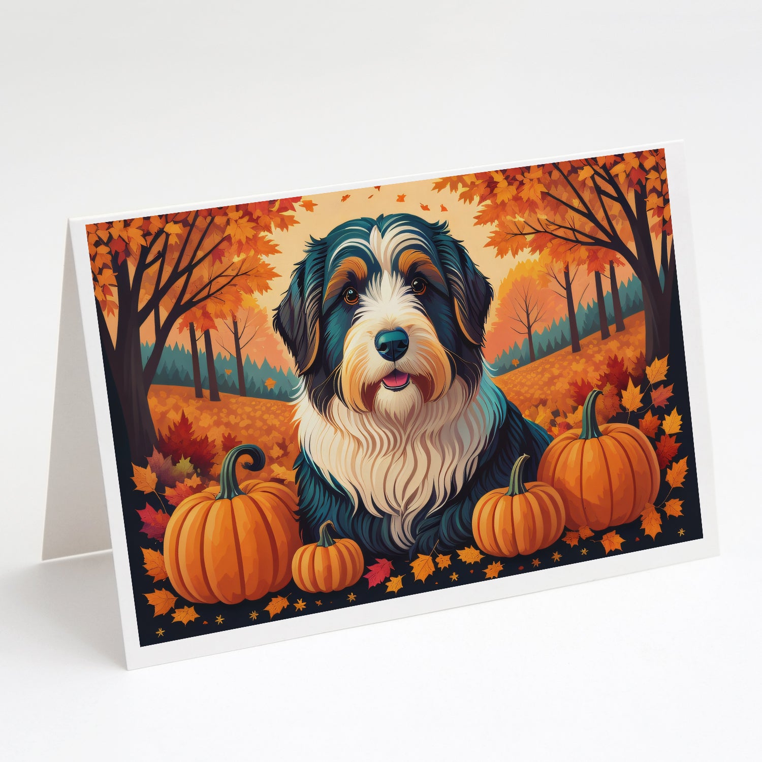 Buy this Bearded Collie Fall Greeting Cards Pack of 8