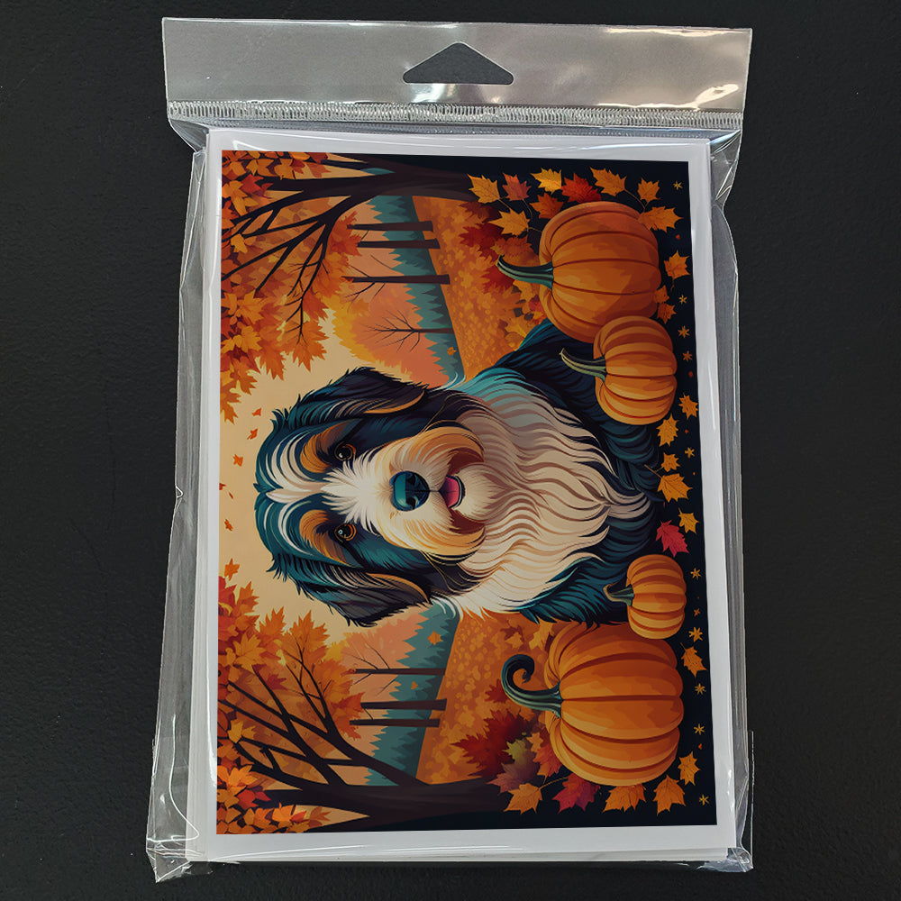 Bearded Collie Fall Greeting Cards Pack of 8