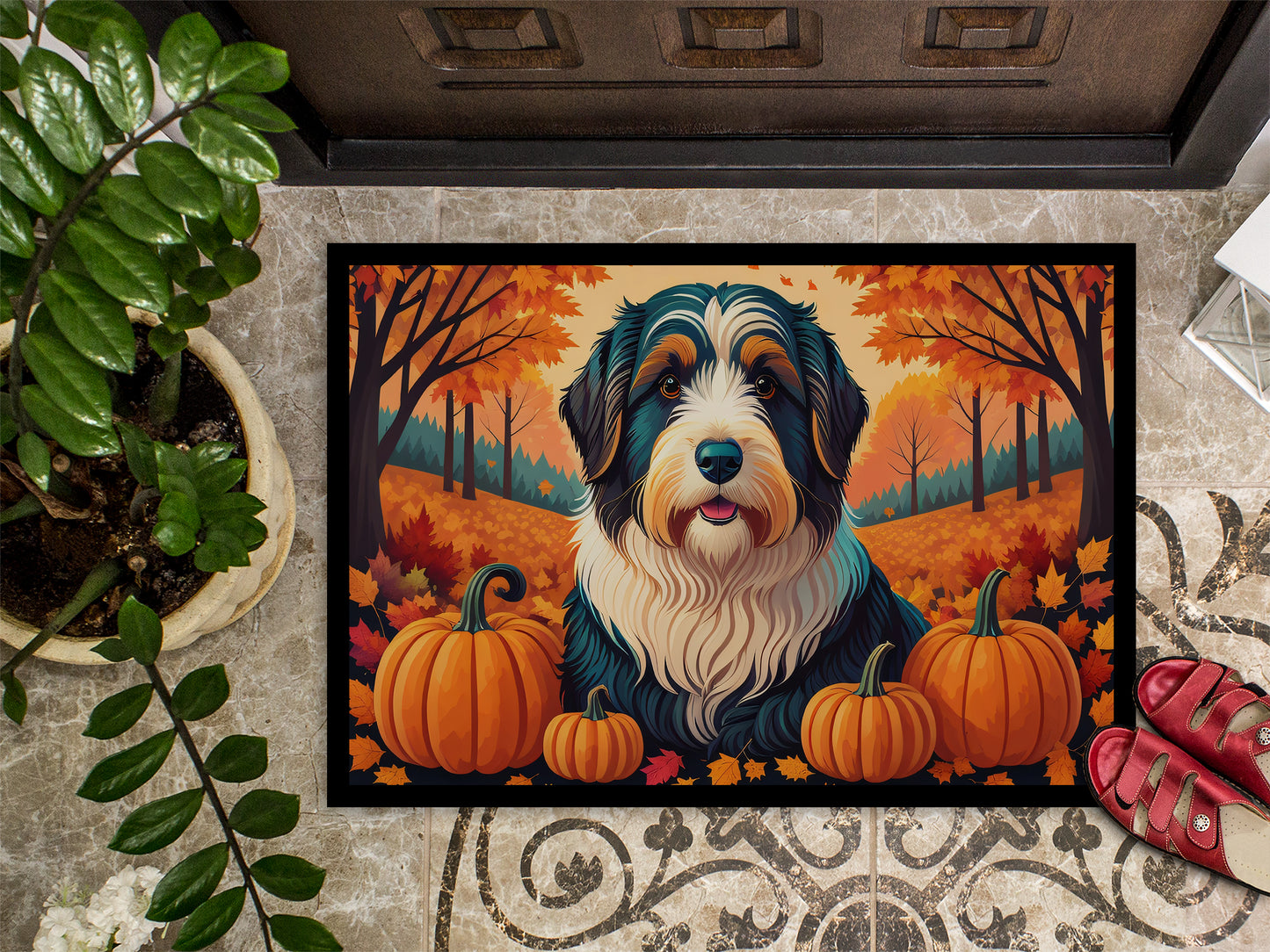 Bearded Collie Fall Doormat