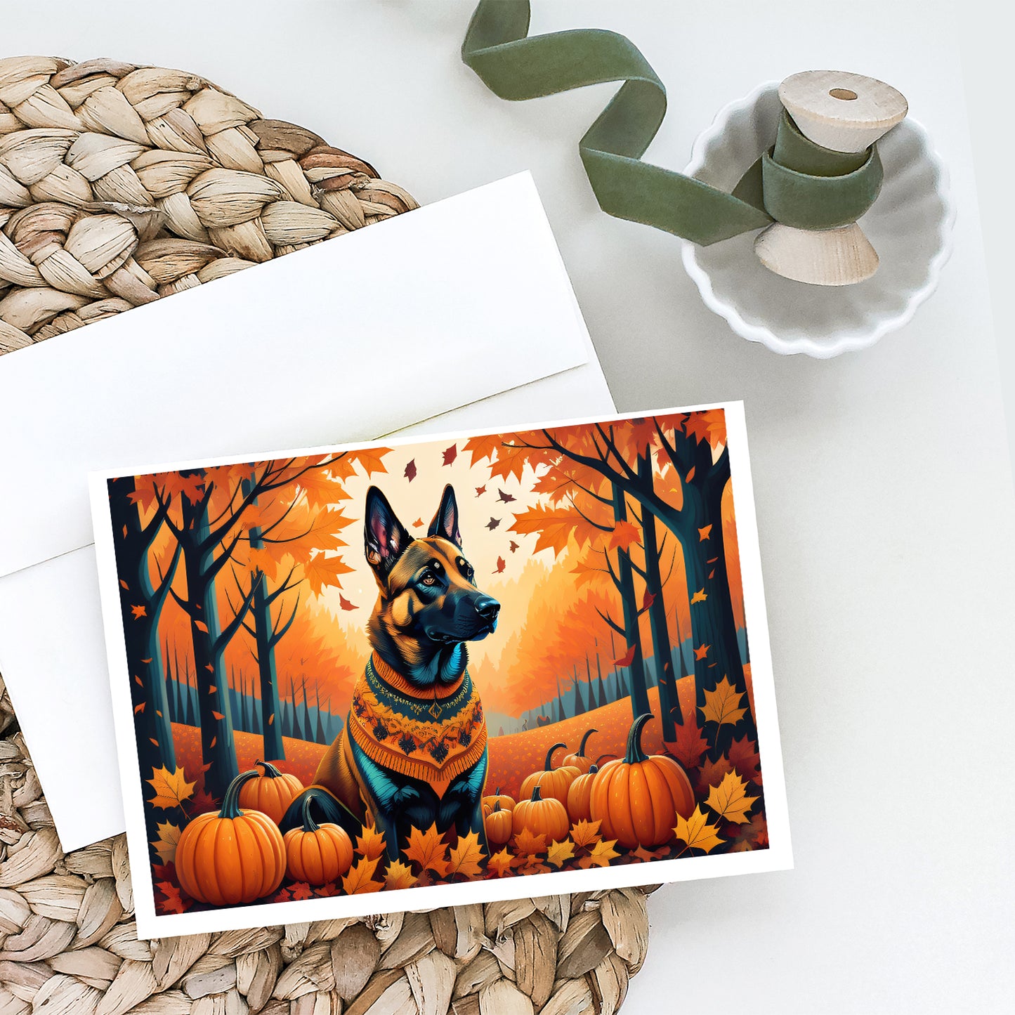 Belgian Malinois Fall Greeting Cards Pack of 8