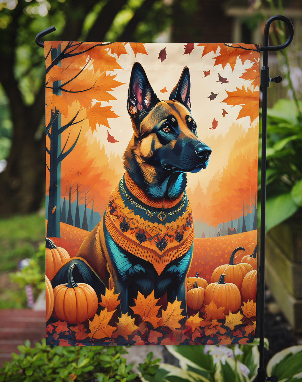 Belgian Malinois Fall Garden Flag