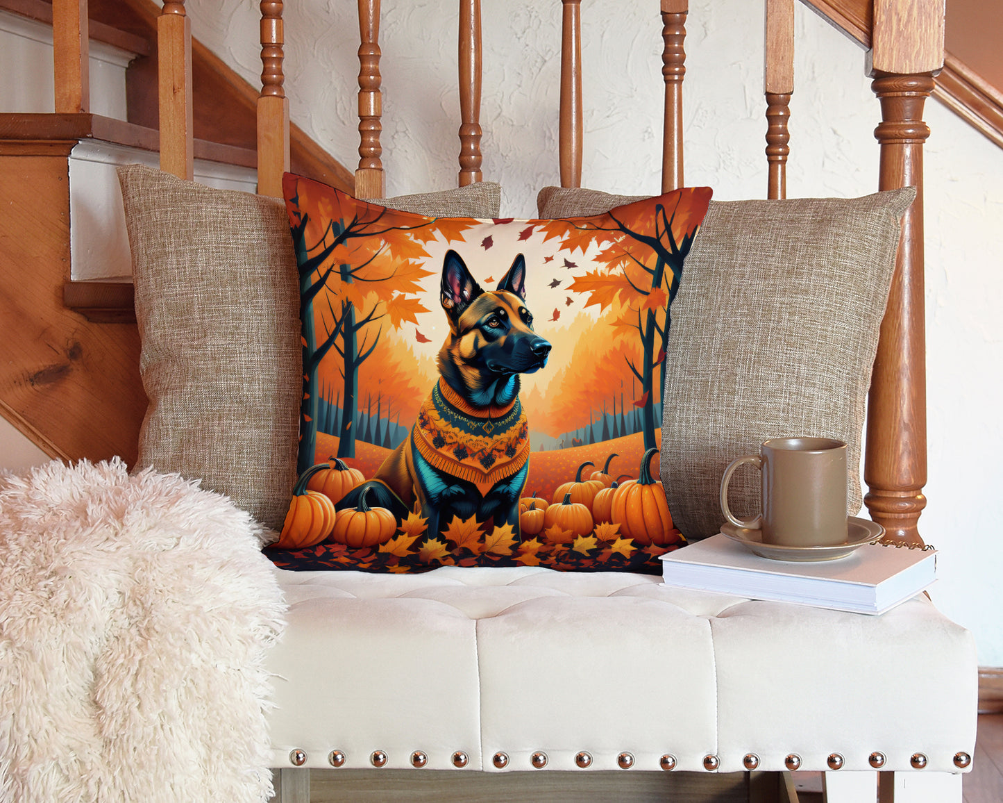 Belgian Malinois Fall Throw Pillow