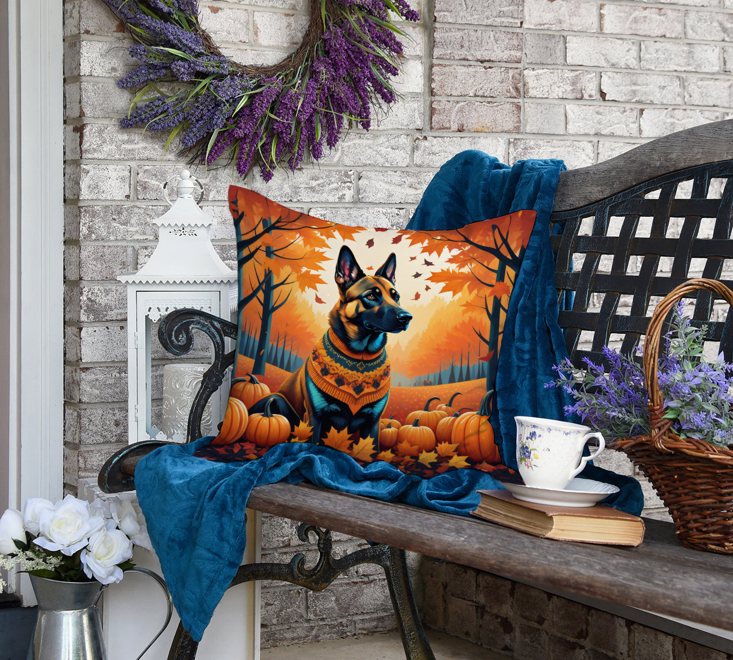 Belgian Malinois Fall Throw Pillow