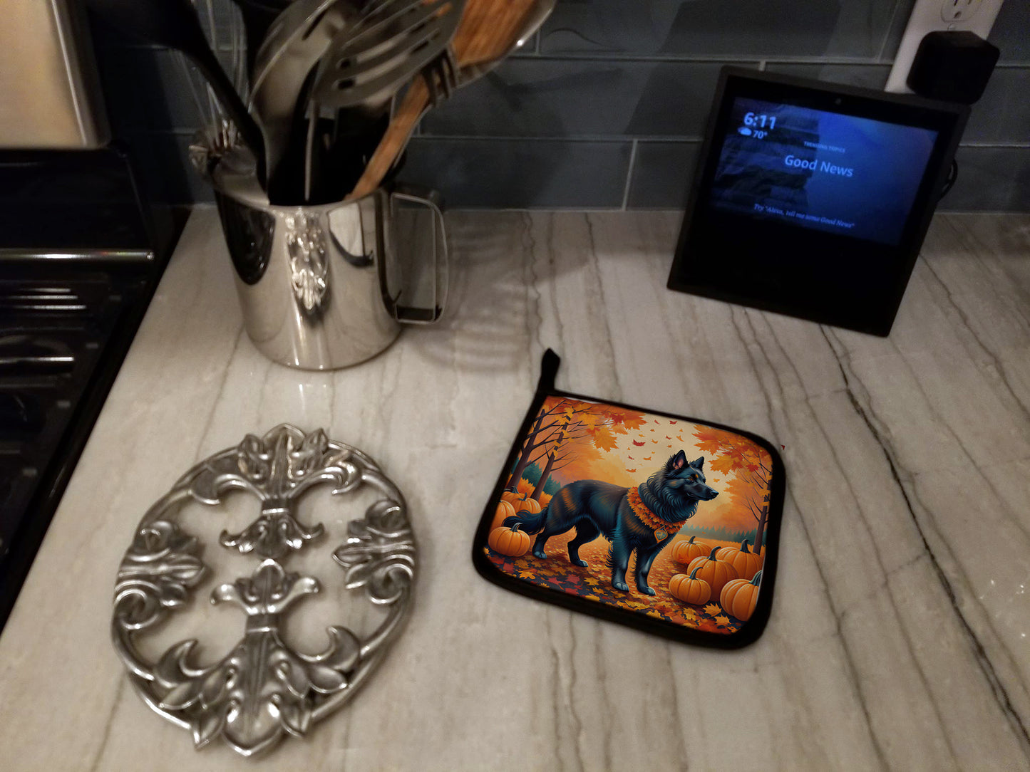 Belgian Sheepdog Fall Pair of Pot Holders