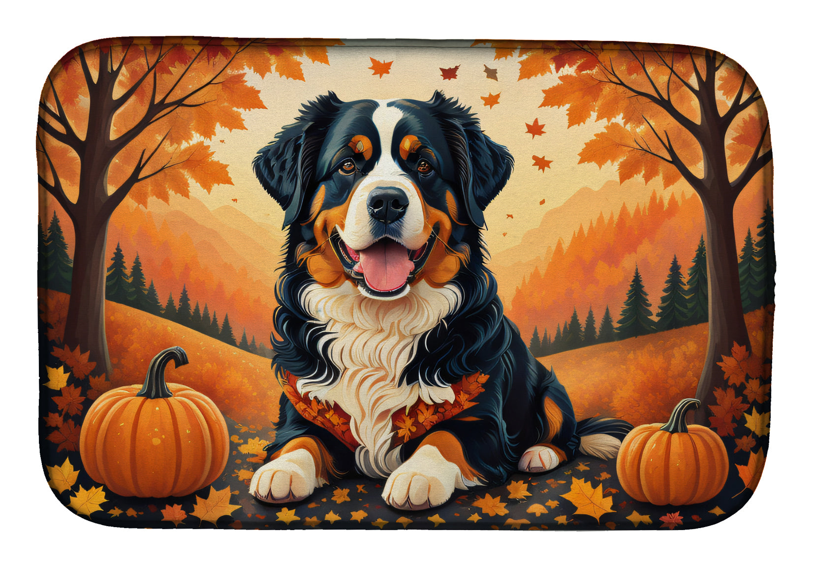 Buy this Bernese Mountain Dog Fall Dish Drying Mat