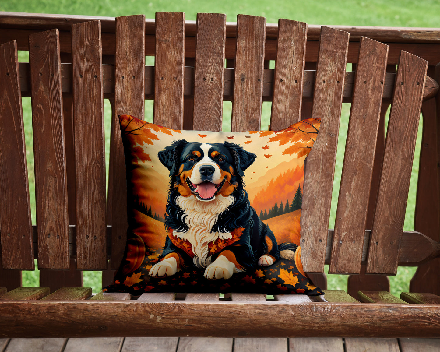 Bernese Mountain Dog Fall Throw Pillow