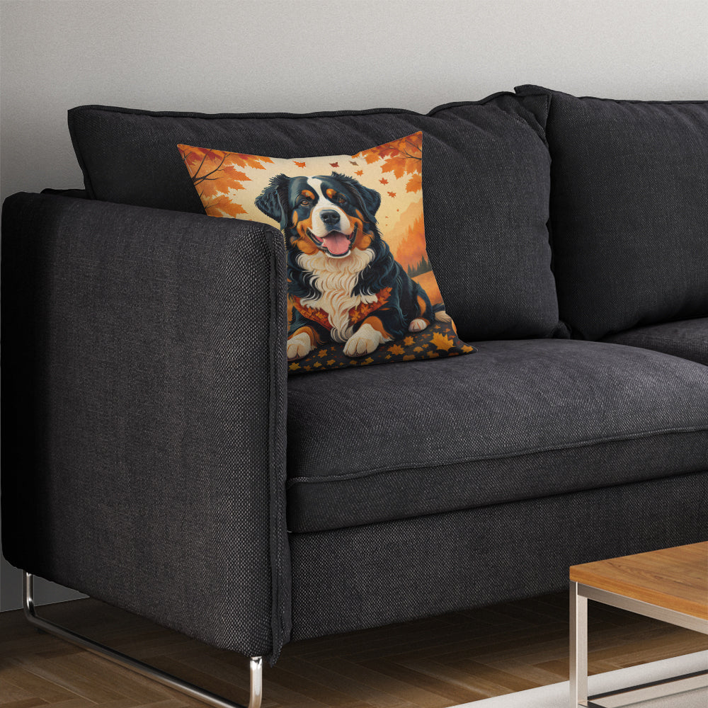 Bernese Mountain Dog Fall Throw Pillow