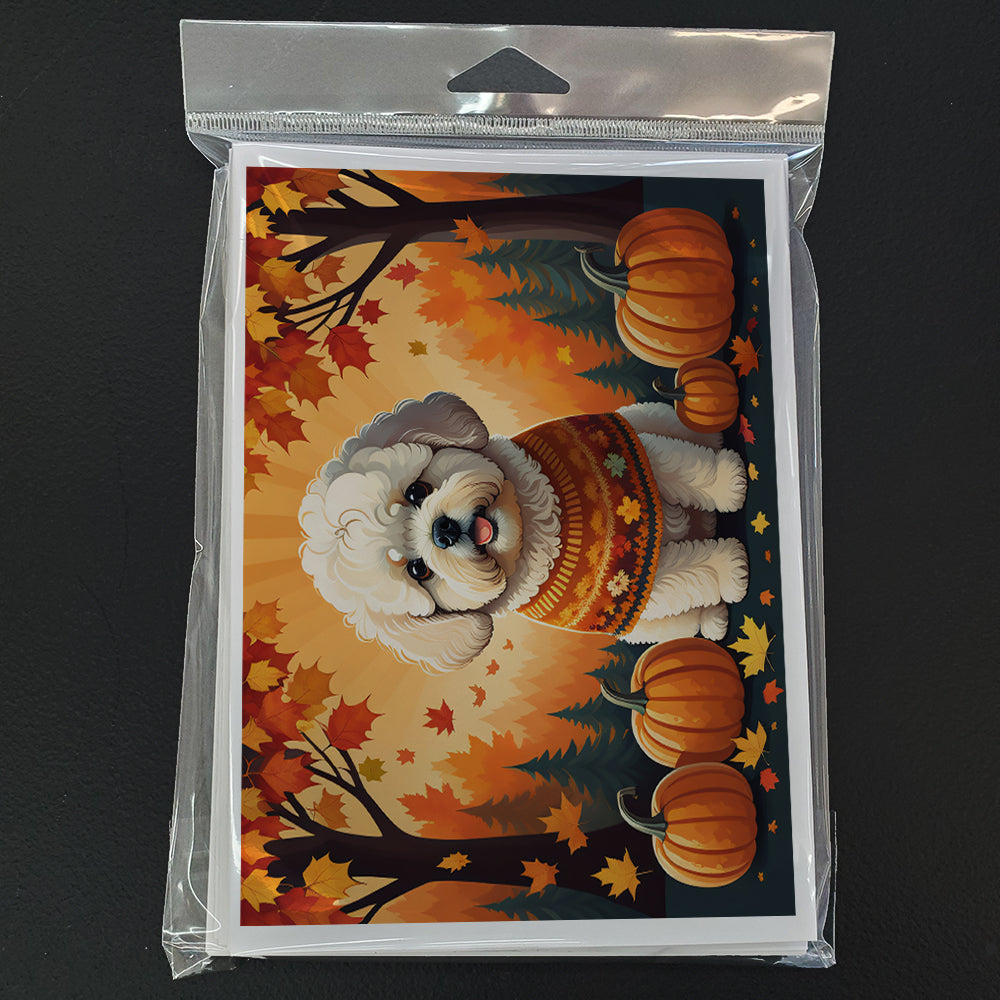 Bichon Frise Fall Greeting Cards Pack of 8