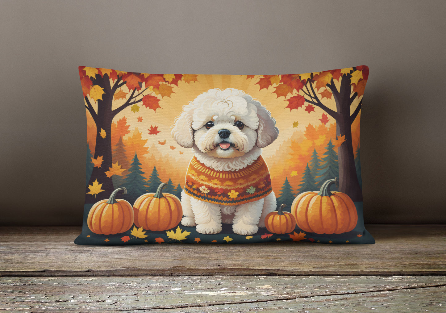 Bichon Frise Fall Throw Pillow