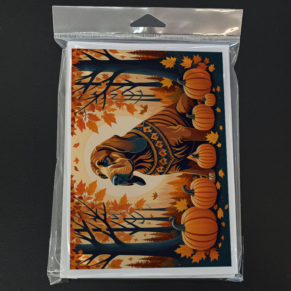 Bloodhound Fall Greeting Cards Pack of 8