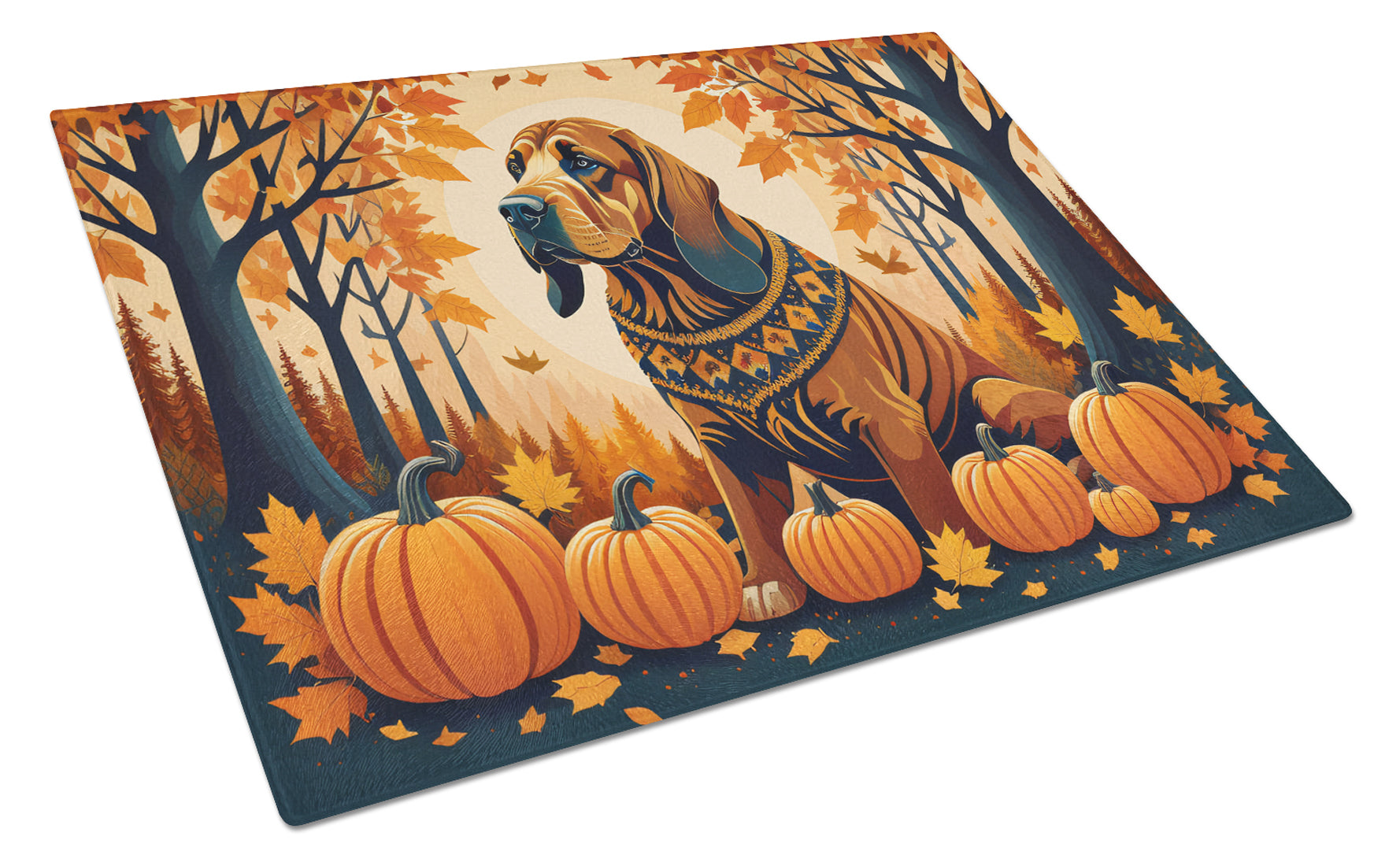 Buy this Bloodhound Fall Glass Cutting Board