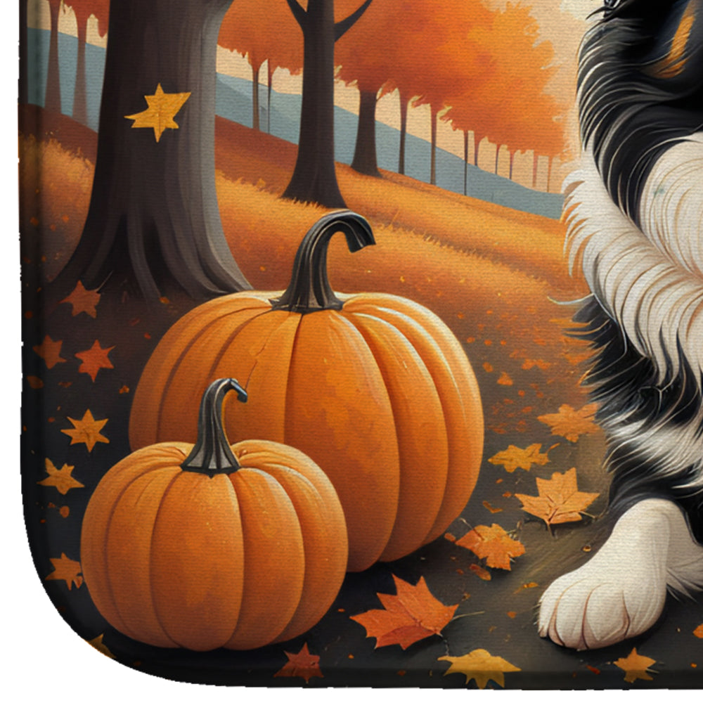 Border Collie Fall Dish Drying Mat