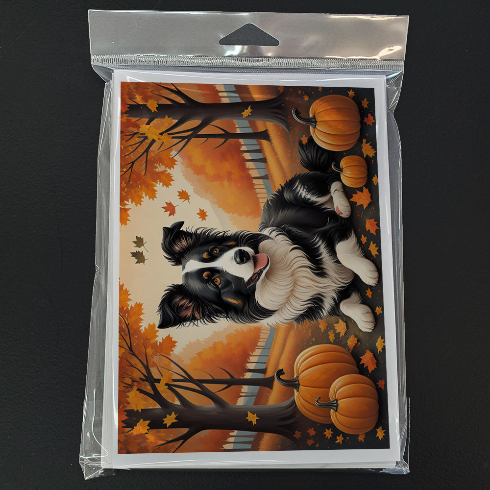 Border Collie Fall Greeting Cards Pack of 8