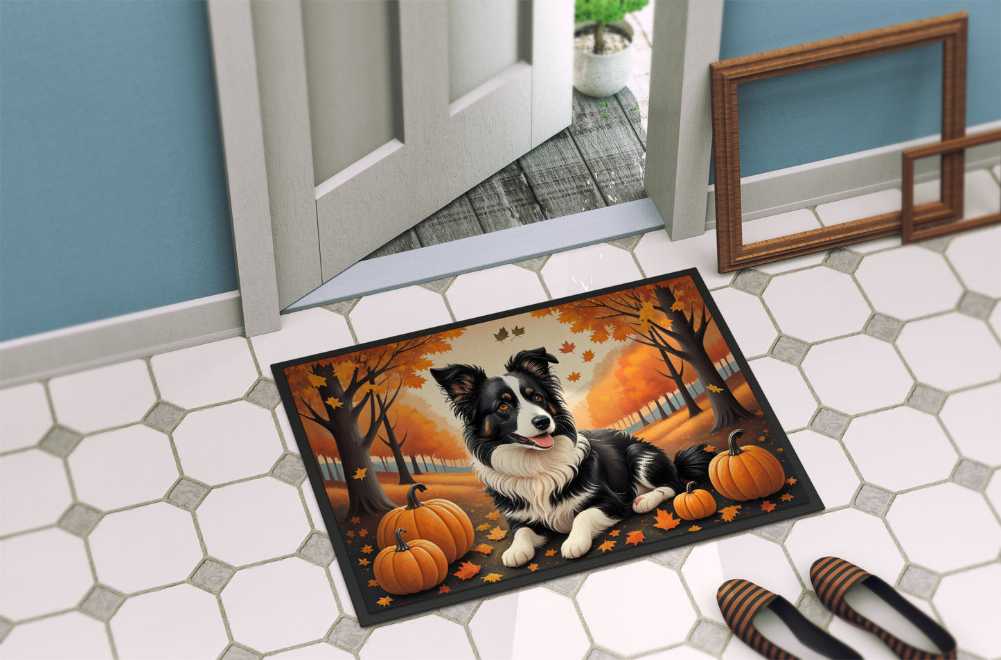 Border Collie Fall Doormat