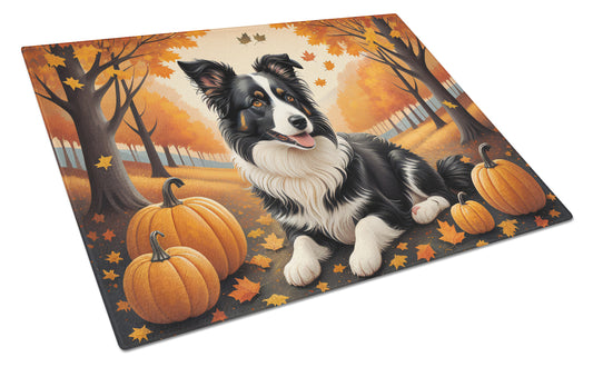 Buy this Border Collie Fall Glass Cutting Board