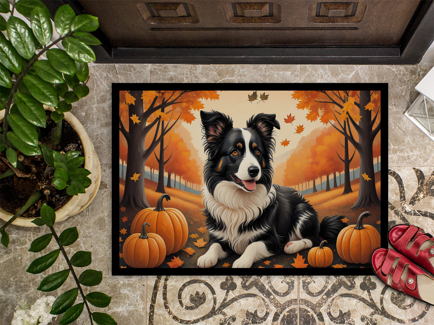 Border Collie Fall Doormat