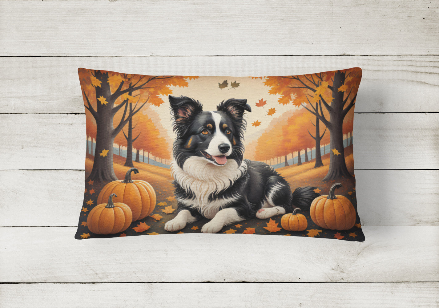 Border Collie Fall Throw Pillow