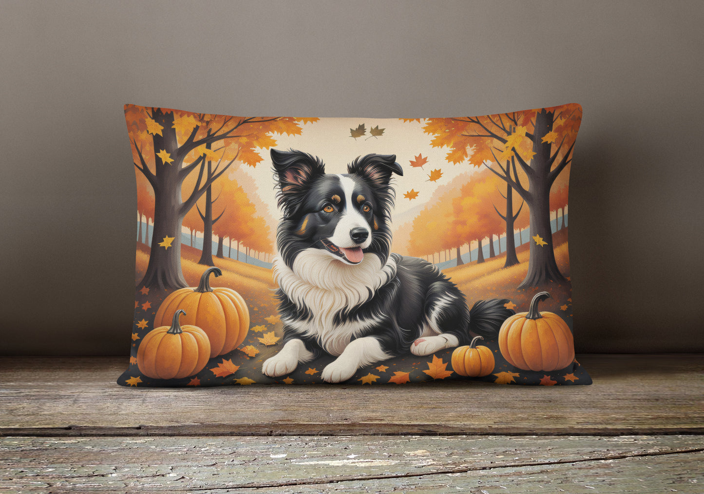 Border Collie Fall Throw Pillow